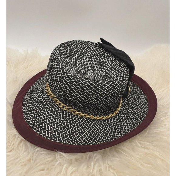 VINTAGE WHITTALL & SHON USA BLUE BOW 100% STRAW HAT CHURCH DERBY WEDDING 72242